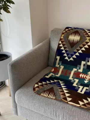 Blue Brown Geometic Blanket 1