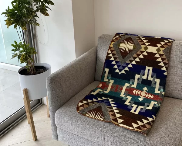 Blue Brown Geometic Blanket 1