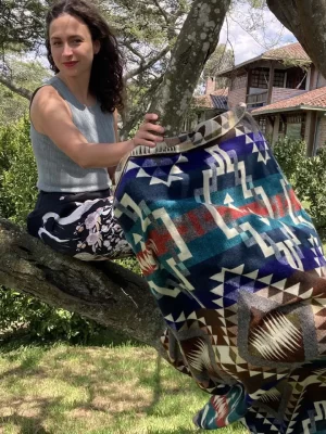 Blue Brown Geometic Blanket 2