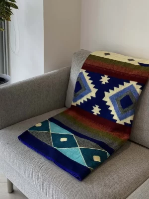 Blue Geometic Blanket 3 jpg