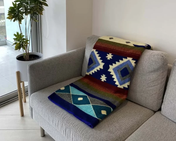 Blue Geometic Blanket 3 jpg