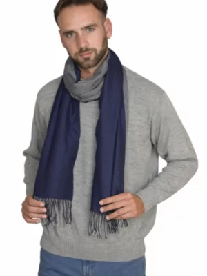 Two color shawl   Oxford blue & grey   70_ baby alpaca 30_ silk 1