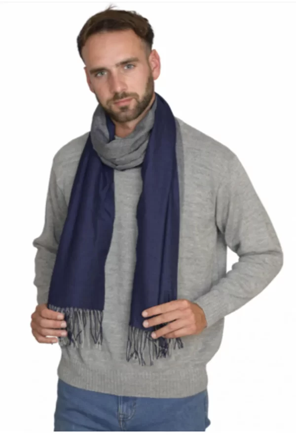 Two color shawl   Oxford blue & grey   70_ baby alpaca 30_ silk 1