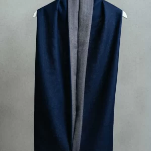 Two color shawl   Oxford blue & grey   70_ baby alpaca 30_ silk 2