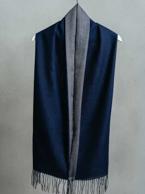 Two color shawl   Oxford blue & grey   70_ baby alpaca 30_ silk 2