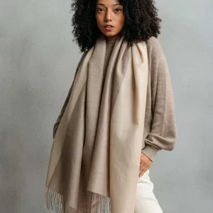 Two color shawl   brown & vanilla   70_ baby alpaca 30_ silk 1