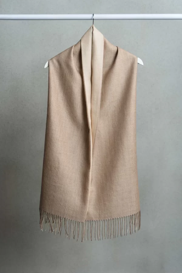 Two color shawl   brown & vanilla   70_ baby alpaca 30_ silk 2