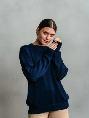 UNISEX SWEATER   OXFORD BLUE   100_ BABY ALPACA 1