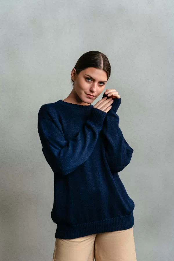 UNISEX SWEATER   OXFORD BLUE   100_ BABY ALPACA 1