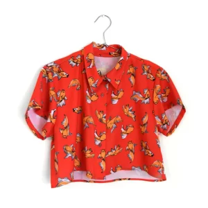Yellow fish crop blouse 1