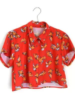 Yellow fish crop blouse 1