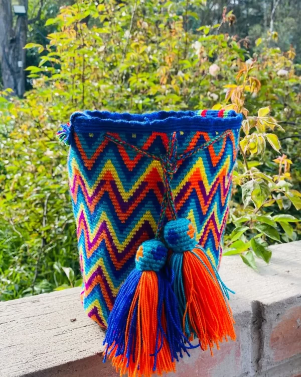 Colorful Andean Shigra – Long Strap, Multicolor Wool Bag - Imagen 2