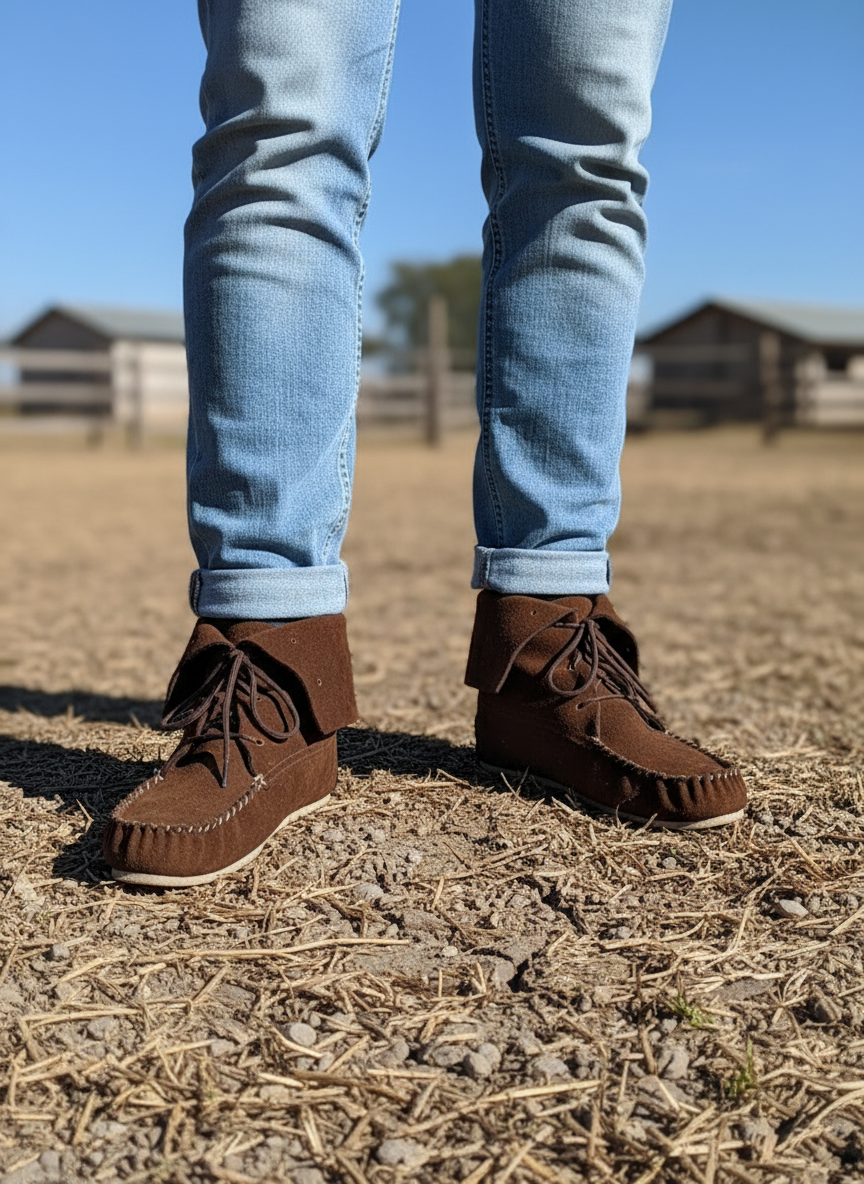 Handmade Men’s Suede Moccasin Boots - Imagen 6